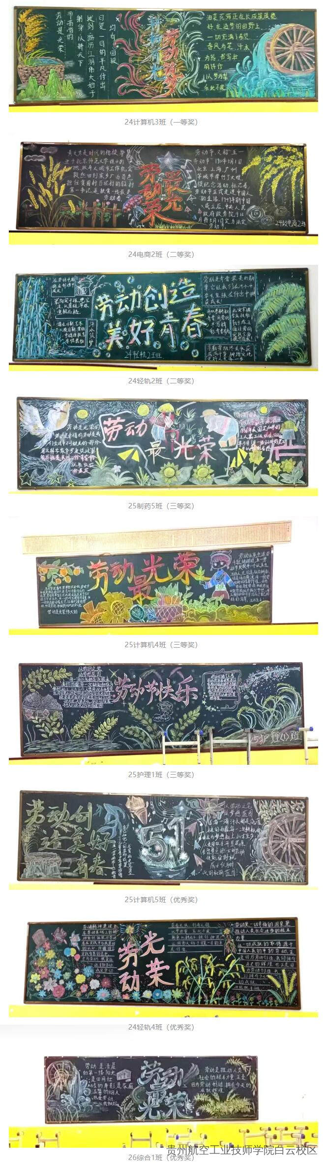 致敬劳动者，奋进新征程 | 贵州航空工业技师学院白云校区 “五一” 主题黑板报评选活动圆满落幕